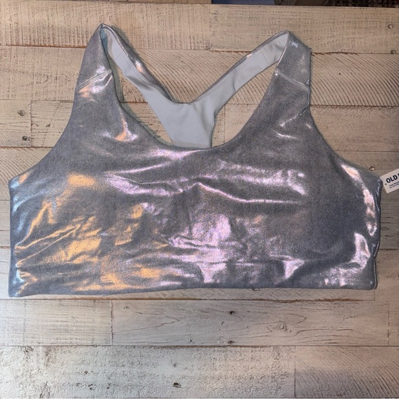 Old Navy Med-Support PowerSoft Racerback Sports Bra Blue Iced Mosaic Sz 4X NWT! - Picture 14 of 14